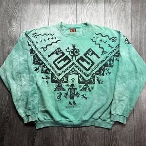 Vintage Dagoli Canada Sweatshirt Size L Legend Teller Green Tie Dye Art 1997